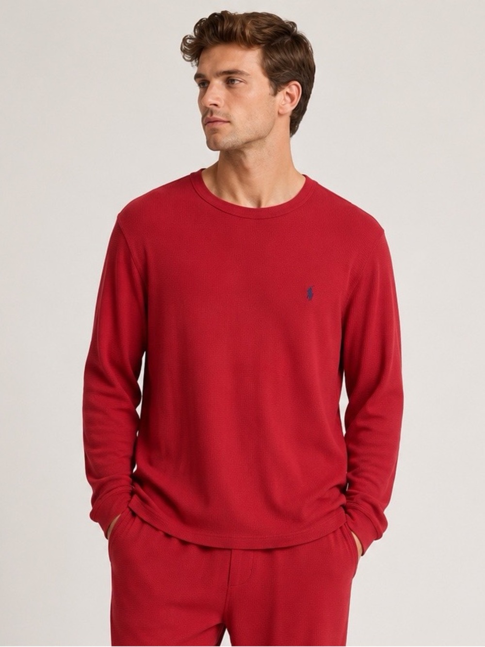 Polo Ralph Lauren Sleepwear Thermal Long Sleeve Shirt Red Size L